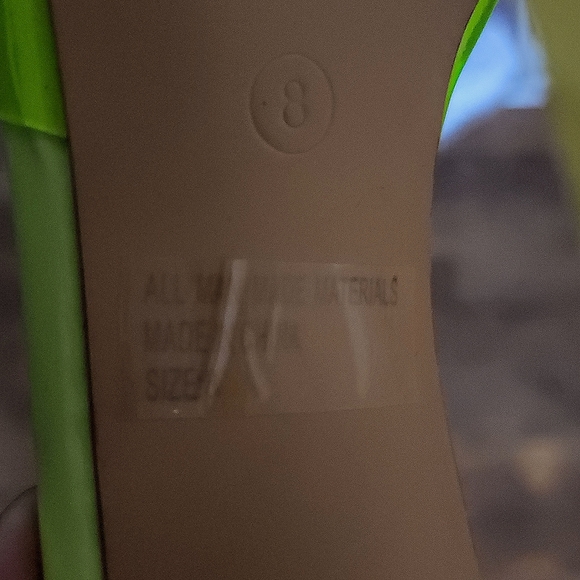 New! Neon Green Transparent Clear Slides Mules Sandals Structured Heels - Picture 5 of 8